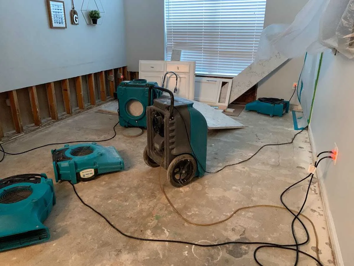 Dehumidifier in flood-cut room for Water Damage Restoration in Upper Pottsgrove